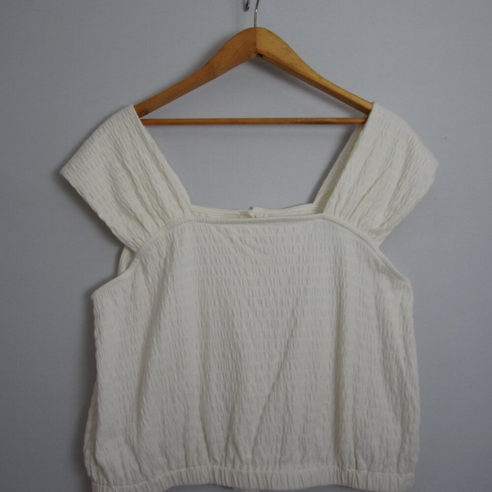 New Madewell Womens XL Ivory Top Cotton Crinkle Knit Button Front Blouse ND803 - Picture 10 of 10